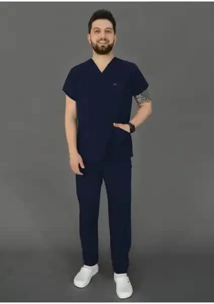 Fabric Paradise Erkek Likralı V Yaka Doktor Hemşire Forması Sağlık Çalışanları İçin Modern Tasarım