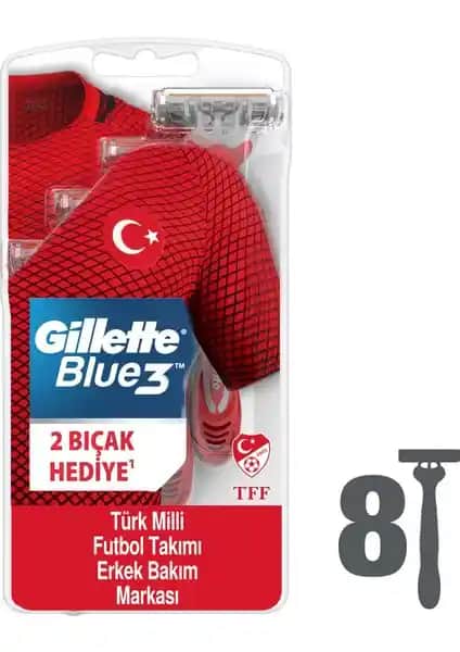 Gillette Blue3 8'li Milli Takım Özel Paketi Tıraş Bıçağı Kalite ve Hijyen Bir Arada