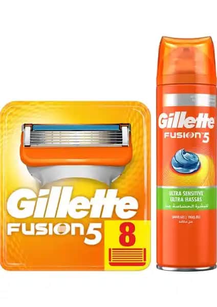 Gillette Fusion 8'li Karton Paketi Yedek Bıçak ve Jel ile Konforlu Tıraş Deneyimi