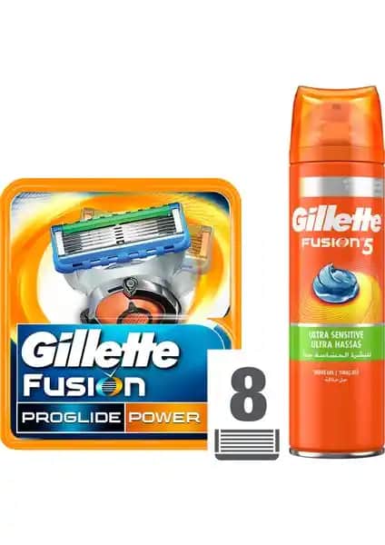 Gillette Fusion ProGlide Power Tıraş Seti ve Jel ile Yüksek Performanslı Bakım