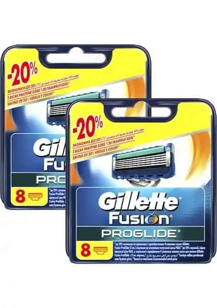 Gillette Fusion Proglide Yedek Başlık 8'li Paket Erkekler İçin Uzun Süreli Tıraş Konforu