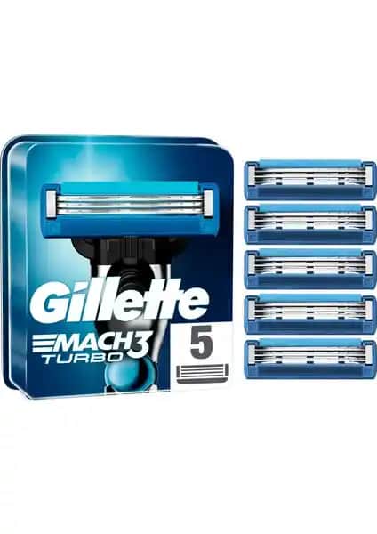 Gillette Mach3 Turbo Yedek Tıraş Bıçağı 5'li Paket ile Hassas ve Etkili Tıraş Deneyimi