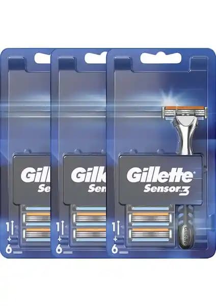 Gillette Sensor3 Tıraş Makinesi ve Yedek Bıçak Seti - Uzun Ömürlü ve Konforlu Tıraş Deneyimi