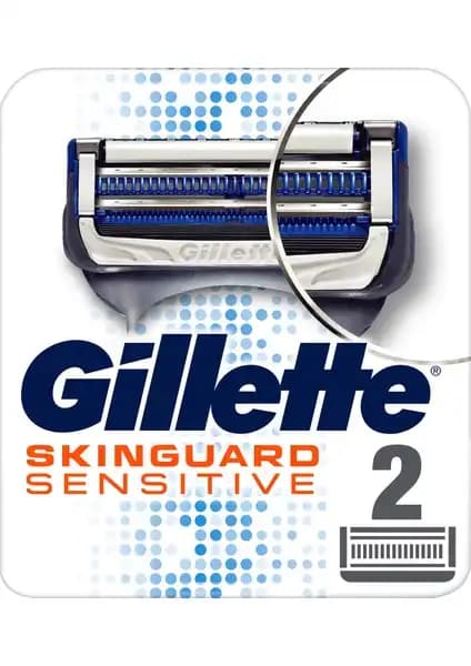Gillette Skinguard Yedek Tıraş Bıçağı 2'li Hassas Ciltler İçin Güvenli ve Konforlu Kullanım