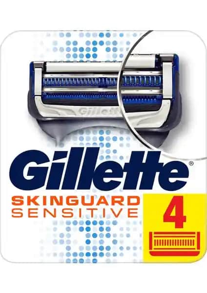 Gillette Skinguard Yedek Tıraş Bıçağı 4'lü Hassas Ciltler İçin Güvenilir ve Konforlu