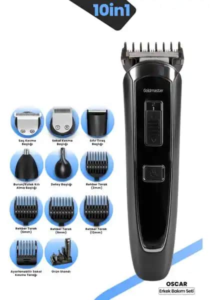 Goldmaster Oscar GM-7143 5in1 Erkek Bakım Seti: Çok Fonksiyonlu ve Kablosuz Kullanım Özelliğiyle Modern Bakım Çözümü