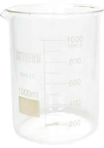 Isotherm Beher Cam Kısa Form 1000 Ml Dayanıklı ve Kimyasal Dirençli Laboratuvar Kabı
