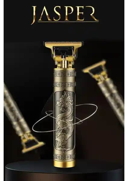 Jasper Metal Gövdeli T-Bıçak Saç Ense Sakal Çizim Tıraş Makinesi Profesyonel Kullanım İçin