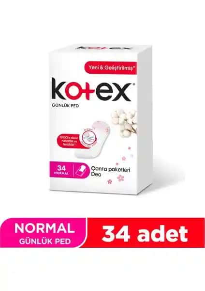 Kotex Günlük Ped Uzun Çanta Paketleri Deo ile Günlük Konfor ve Güvenlik Sağlayın