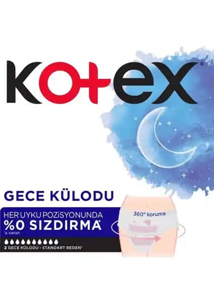 Kotex Regl Gece Külodu 2'li 3 Paket: Güvenli ve Konforlu Gece Kullanımı İçin Kadınlar İçin Özel Tasarım