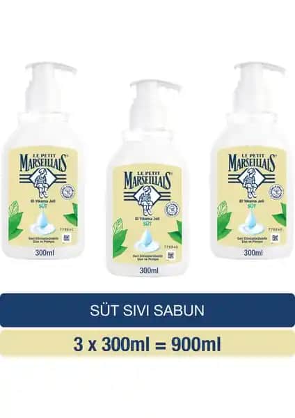 Le Petit Marseillais Sıvı Sabun Süt 300 ml x3 - Doğal ve Ferahlatıcı Temizlik Deneyimi