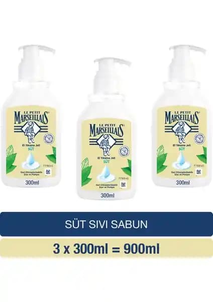 Le Petit Marseillais Sıvı Sabun Süt 300 ml x3 - Doğal ve Ferahlatıcı Temizlik Deneyimi