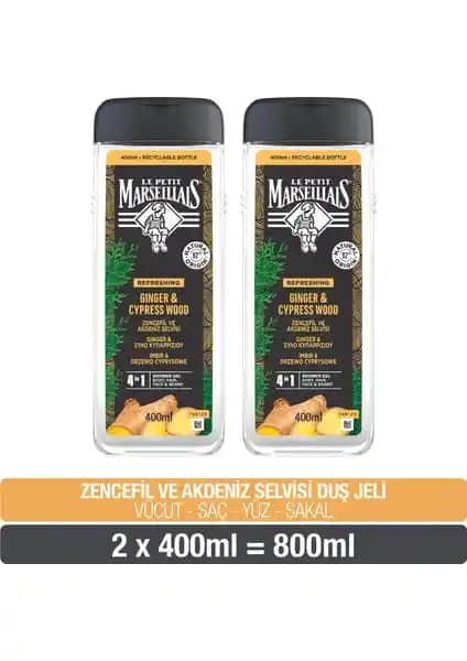 Le Petit Marseillais Zencefil ve Akdeniz Selvisi Men Duş Jeli Doğal ve Çok Fonksiyonlu Temizlik Ürünü