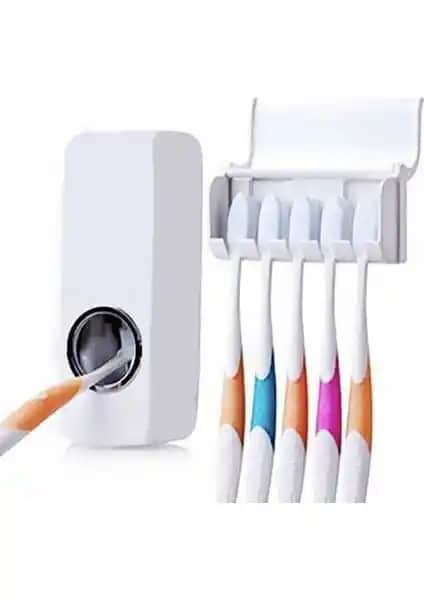 Mercan Otomatik Diş Macunu Sıkacağı ve Fırça Tutucu Askı ile Pratik Banyo Düzeni