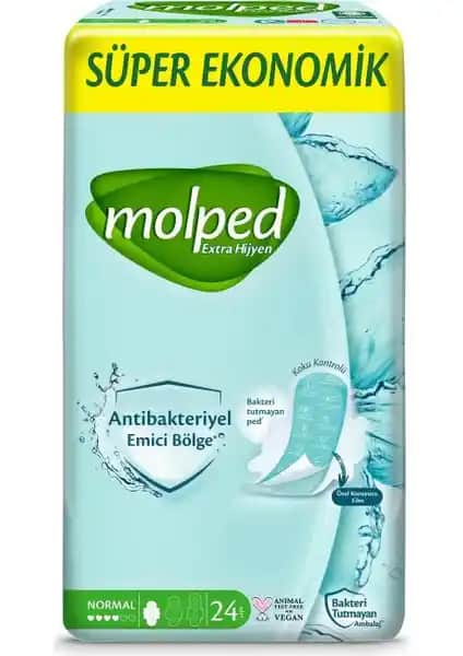 Molped Antibakteriyel 24’lü Normal Ped: Hijyen ve Konfor Sağlayan Güvenli Regl Pedleri
