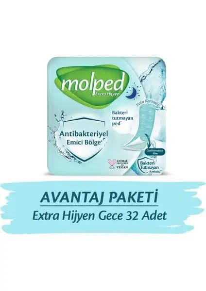 Molped Extra Hijyen Gece Avantaj Paketi: Yüksek Hijyen ve Konfor Sağlayan Kadınlar İçin Güvenilir Ped