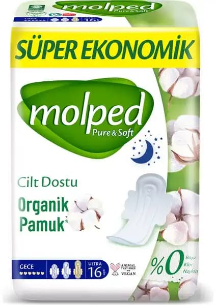 Molped Pure Soft Süper Ekonomi Gece Pedi 16'lı Paket Konfor ve Ekonomiyi Bir Arada Sunar
