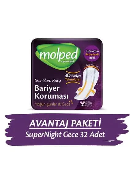 Molped Supernight Gece Avantaj Paketi: Yüksek Emicilik ve Konfor Sağlayan Kadın Pedi Ürünü
