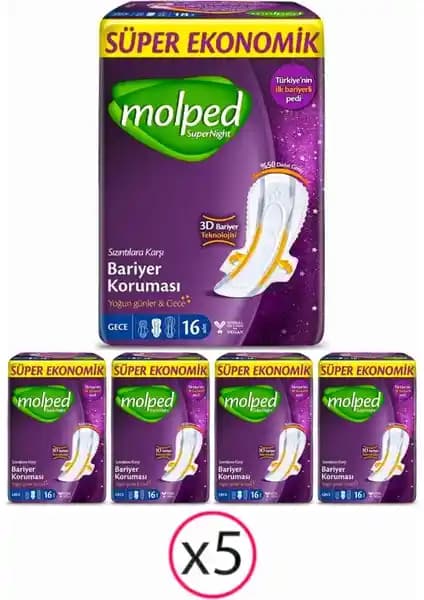 Molped Süpernight Gece Hijyenik Ped: Yüksek Emicilik ve Güvenilir Koruma Sağlar