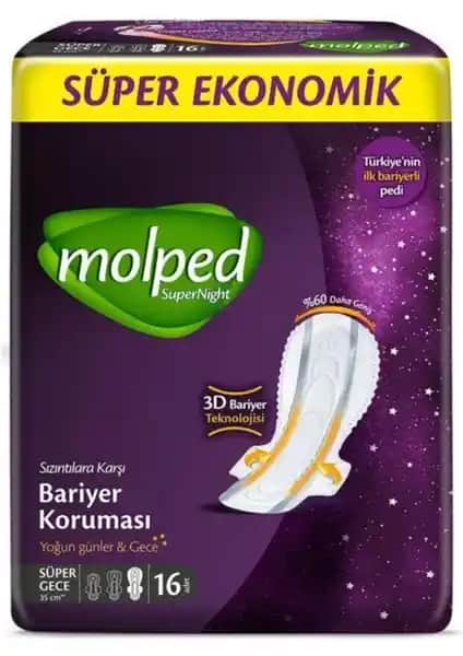 Molped Supernight Gece Hijyenik Ped: Yüksek Emilim ve Konfor Sunan Güvenli Gece Çözümü
