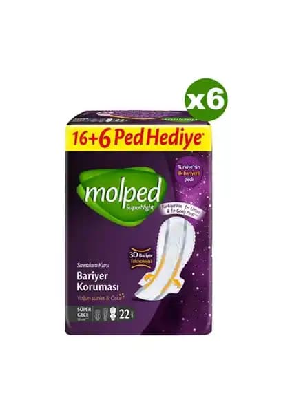 Molped Süpernight Süper Gece Dev: Yüksek Emicilik ve Güvenlik Sunan Hijyenik Ped