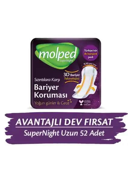 Molped Supernight Uzun Avantajlı Gece Pedi Paketi 52 Adet Güvenli ve Konforlu Uyku İçin