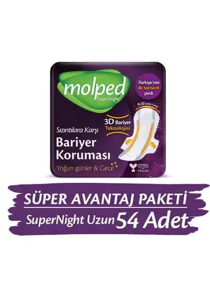 Molped Supernight Uzun Hijyenik Ped: Günlük ve Gece Güvenli Koruma Sağlayan Teknolojik Ped