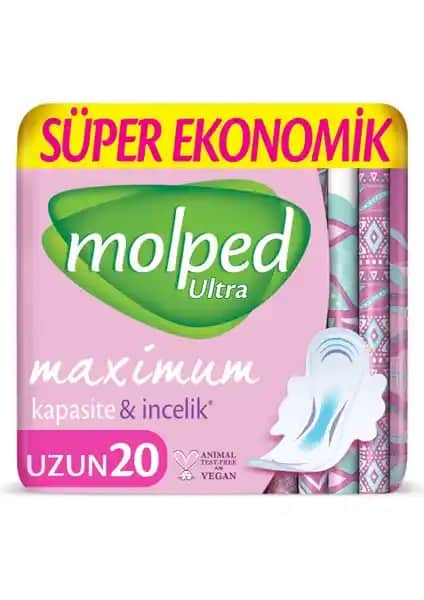 Molped Ultra Süper Ekonomik Uzun 20 Li Hijyenik Pedler Günlük Kullanım ve Güvenlik İçin Uygun