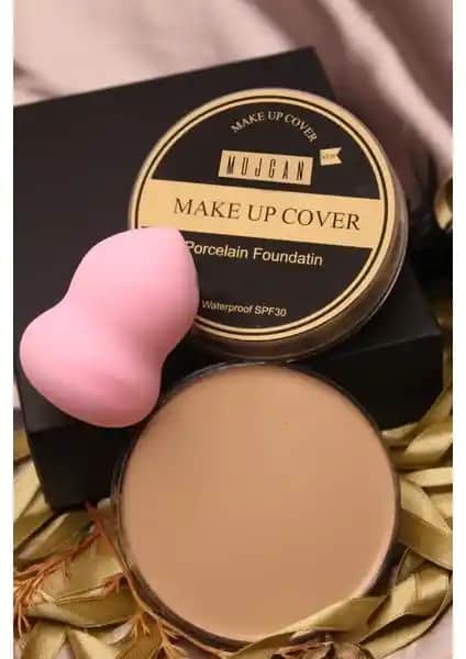 MUJGAN Make-up Cover Kapatıcı 209 ve Pembe Sünger Seti Profesyonel ve Günlük Kullanım İçin