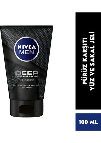 Nivea Men Deep Dimension Yüz ve Sakal Temizleme Jeli Erkekler İçin Derinlemesine Temizlik ve Ferahlık Sağlar