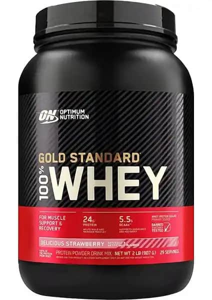 Optimum Nutrition Gold Standard Whey Protein Tozu Çilek Aroması ile Kas Gelişimini Destekler