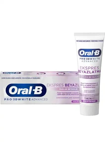 Oral-B Pro 3D White Advanced Ekspres Beyazlık Diş Macunu ile parlak ve sağlıklı dişlere ulaşın