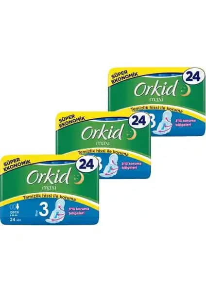 Orkid Maxi 3 Gece Hijyenik Pedleri Güvenli ve Konforlu Gece Kullanımı İçin Uygun