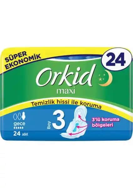 Orkid Maxi Gece 4'lü ve 3 Boy Paketleri: Ekonomik ve Yüksek Emicilikli Hijyen Ürünü