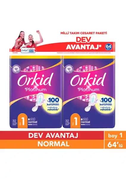 Orkid Platinum Normal 64'lü Hijyenik Pedler Günlük Kullanım İçin Güvenli ve Konforlu Çözüm