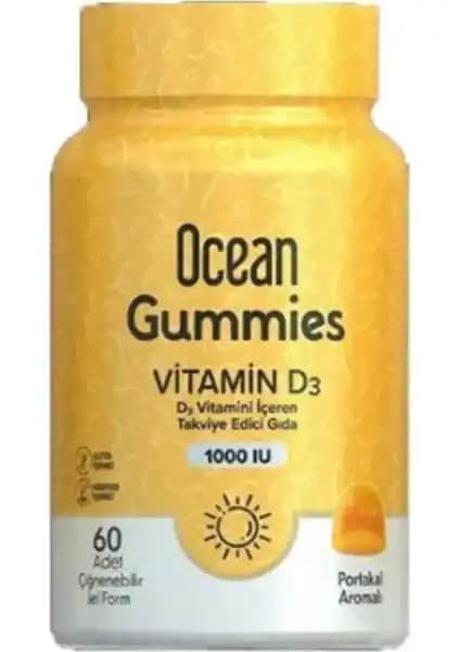 Orzax Ocean Gummies Vitamin D3 1000 IU Portakal Aromalı Takviye Edici Gıda
