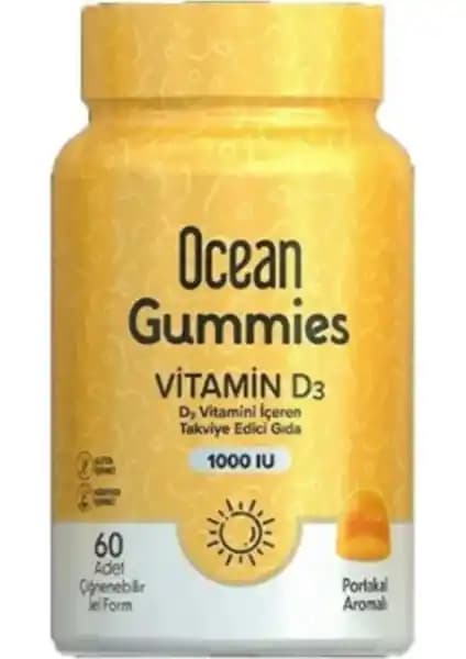 Orzax Ocean Gummies Vitamin D3 1000 IU Portakal Aromalı Takviye Edici Gıda