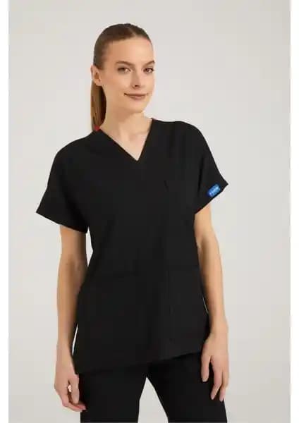 Sağlık Çalışanları İçin Konforlu ve Estetik Siyah Likralı Hemşire Forması