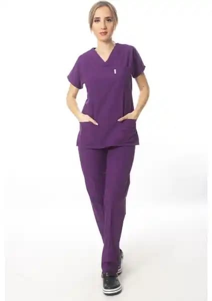 Sağlık Profesyonelleri İçin Dayanıklı ve Estetik Mor Cerrahi Üniforma Tasarımı