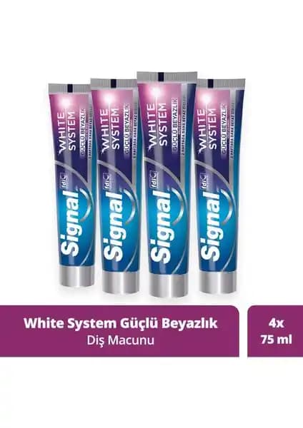 Signal White System Güçlü Beyazlık Diş Macunu ile doğal diş beyazlığı ve sağlıklı gülüş sağlayın