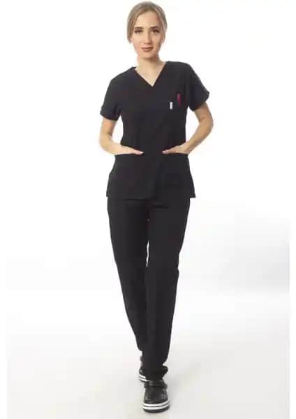 Simirna Cerrahi Üniforma Hemşire Forması Siyah Giyim Seçenekleri Sağlık Çalışanları İçin