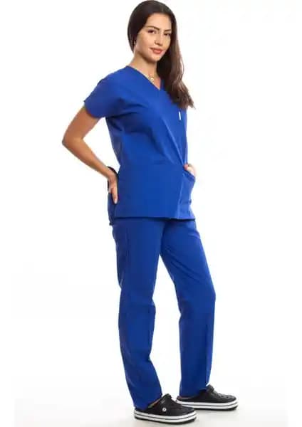 Simirna Cerrahi Üniforma Hemşire ve Doktorlar İçin Saks Mavisi Takım 75-90 Karakter