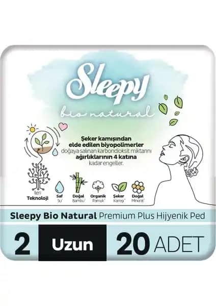 Sleepy Bio Natural Plus Uzun Hijyenik Pedler Güvenli ve Konforlu Günlük Kullanım İçin