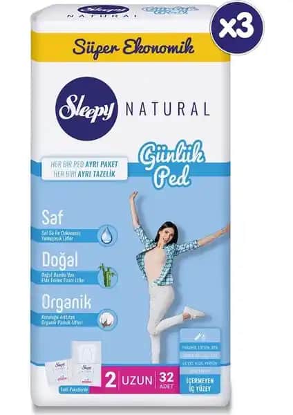 Sleepy Natural Günlük Ped Uzun 3X32 Adet - Yüksek Kalite ve Konfor Sağlayan Hijyen Ürünü
