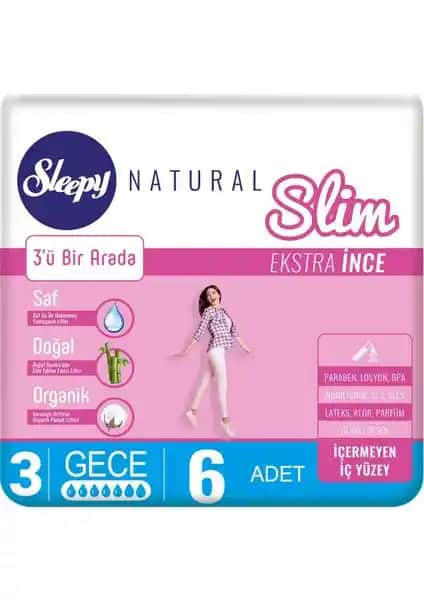 Sleepy SLIM İnce Gece Pedi 6'lı Paket Kadınlar İçin Konfor ve Güvenlik Sağlar