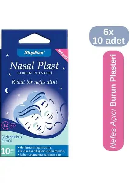 StopEver Nasal Plast Normal Boy 6'lı Burun Bandı ile Rahat Nefes ve Uyku Kalitesini Artırın