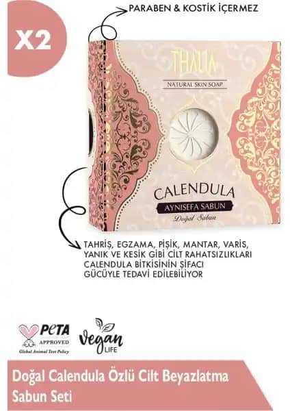 Thalia Doğal Calendula Özlü Cilt Beyazlatma Sabun Seti: Doğal ve Güvenli Cilt Bakım Ürünü
