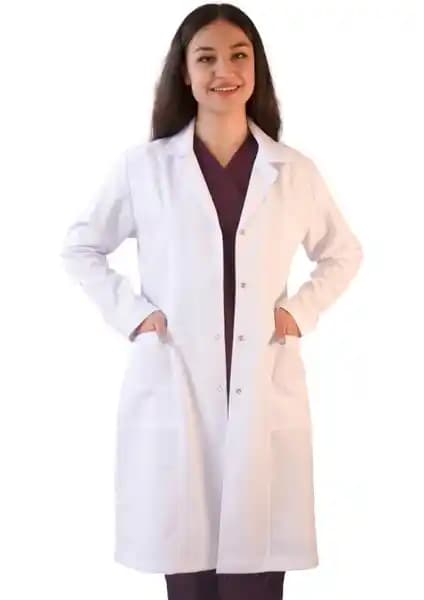 Vayvaylı Gömlek Yaka Uzun Boy Beyaz Kan Doktor Öğretmen Laboratuvar Önlüğü