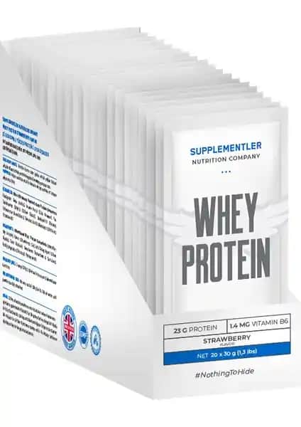 Whey Protein 30g Tek Kullanımlık Çilek Aroması Sağlıklı Kas Gelişimi İçin Uygun Bir Seçenektir