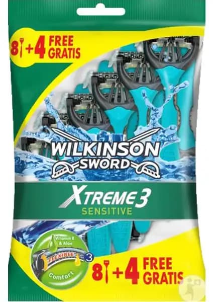 Wilkinson Sword Xtreme 3 Sensitive 8+4: Yüksek Kaliteli Konforlu Tıraş Deneyimi